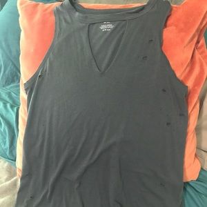 American Eagle distressed charcoal tank top